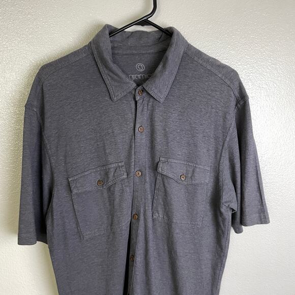 Gramicci NPT Hemp Cotton Shirt Mens Large Gray Short Sleeve Button Up Casual - Picture 3 of 8
